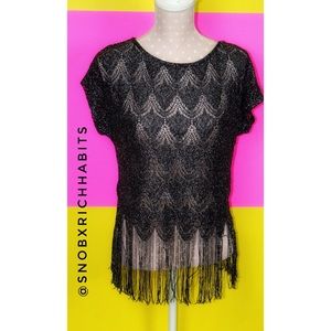 Shimmer Fringed See Through Top